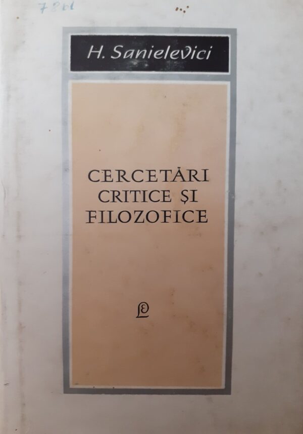 H. Sanielevici Cercetari critice si filozofice