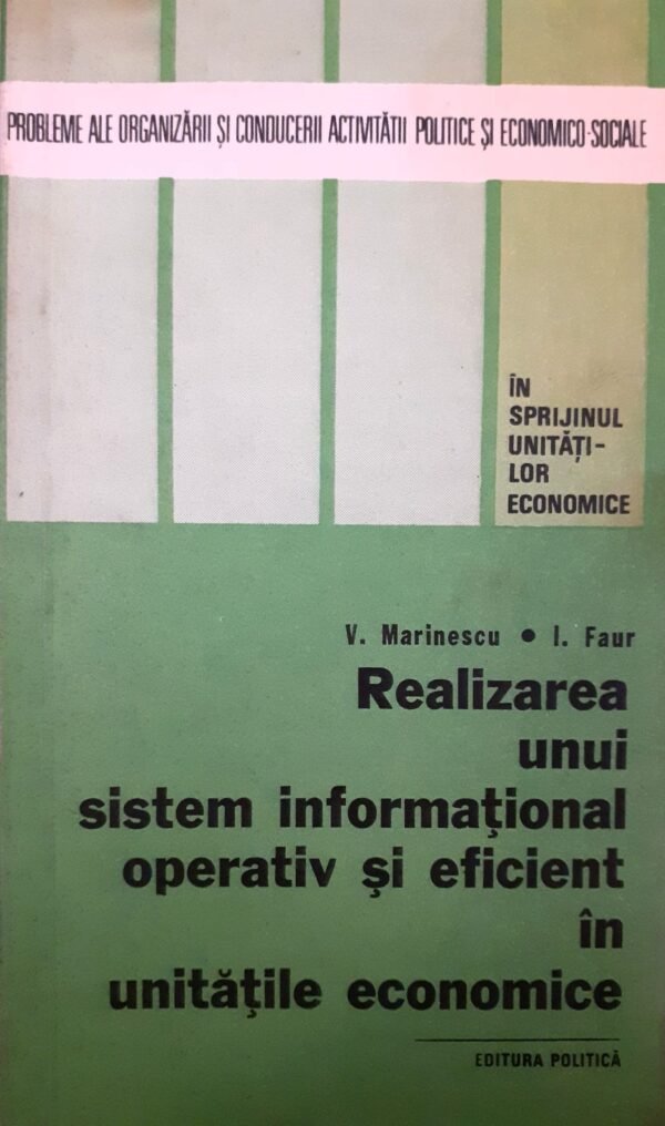 Realizarea unui sistem informational operativ si eficient in unitatile economice