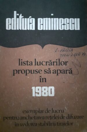 Lista lucrarilor propuse sa apara in 1980