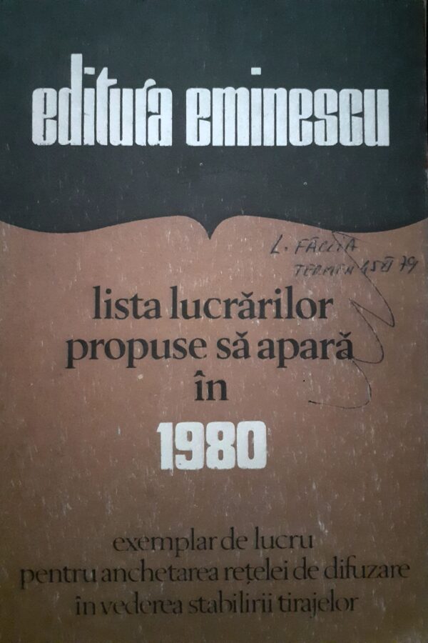 Lista lucrarilor propuse sa apara in 1980