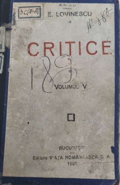 E. Lovinescu Critice, vol. V