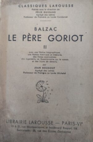 Honore de Balzac Le Pere Goriot, vol. 2