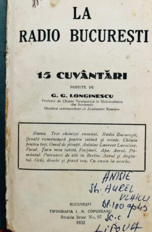 La Radio Bucuresti - 15 cuvantari rostite de G. G. Longinescu (1932)