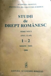 Studii de drept romanesc. Anul 12 (45), 1-2 ianuarie-iunie