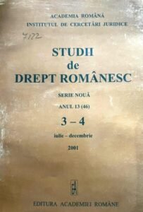 Studii de drept romanesc. Anul 13 (46), 3-4 iulie-decembrie